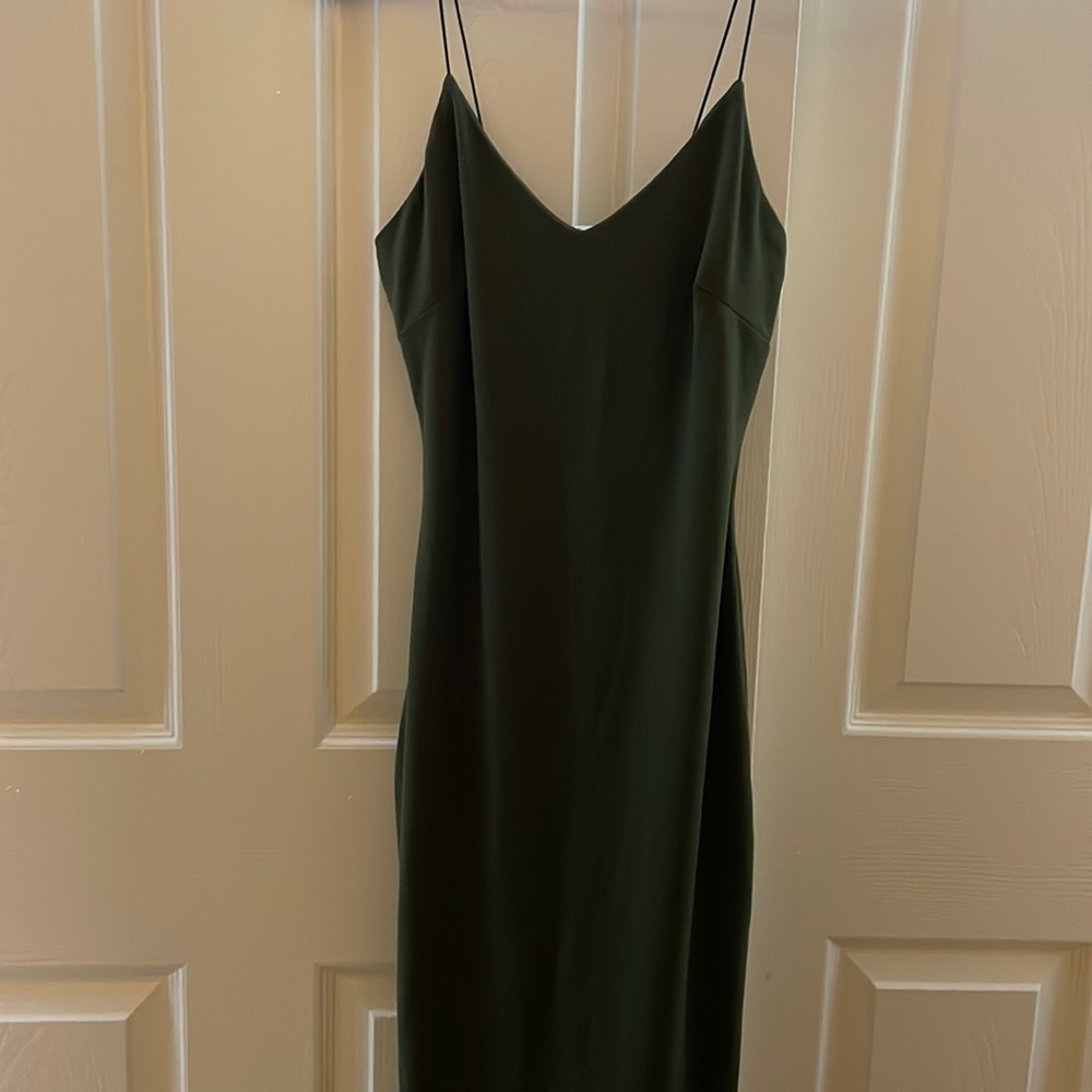 Army green form fitting spaghetti strap dress S